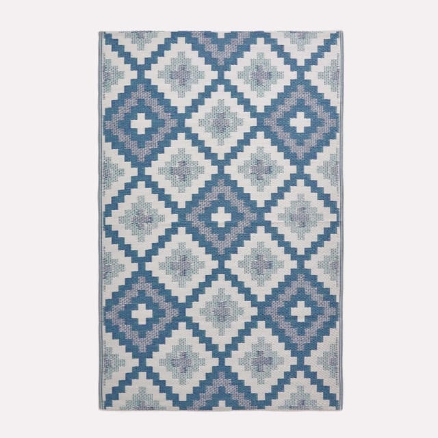 Homescapes - Outdoor-Teppich Mia aus Polypropylen mit blauem Muster, 150 x 240 cm