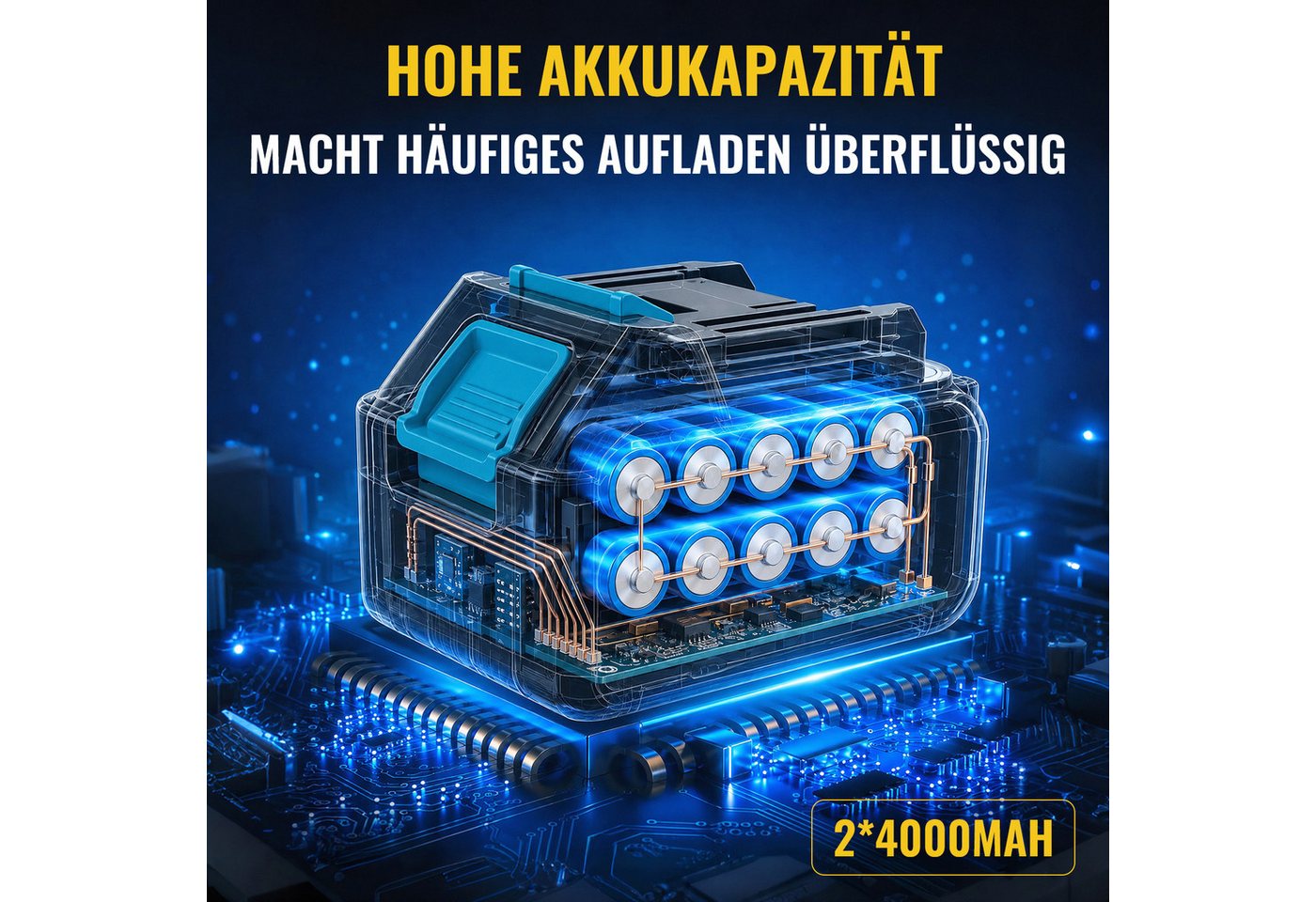 CONENTOOL Akku-Schlagschrauber 500 Nm, Bürstenloser Motor, 2x 4000 mAh Akku, 1/2" Vierkant, 2500 U/min, 500 Nm, (Set, 14-tlg., 5 Stecknüsse (17/18/21/22/24 mm), 5 Bohrer, 3 Bits, Adapter), Elektro-Schlagschrauber & Schlagbohrer 2-in-1 Bild 5