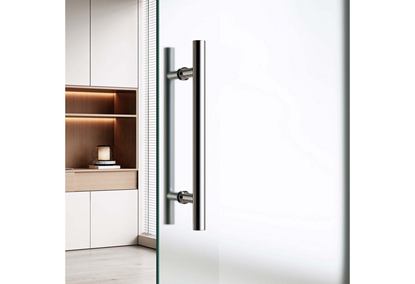 doporro Glasschiebetür Komplettset Soft-Close Zimmertür ESG satiniert H:205cm Amalfi TS12&14 Bild 4