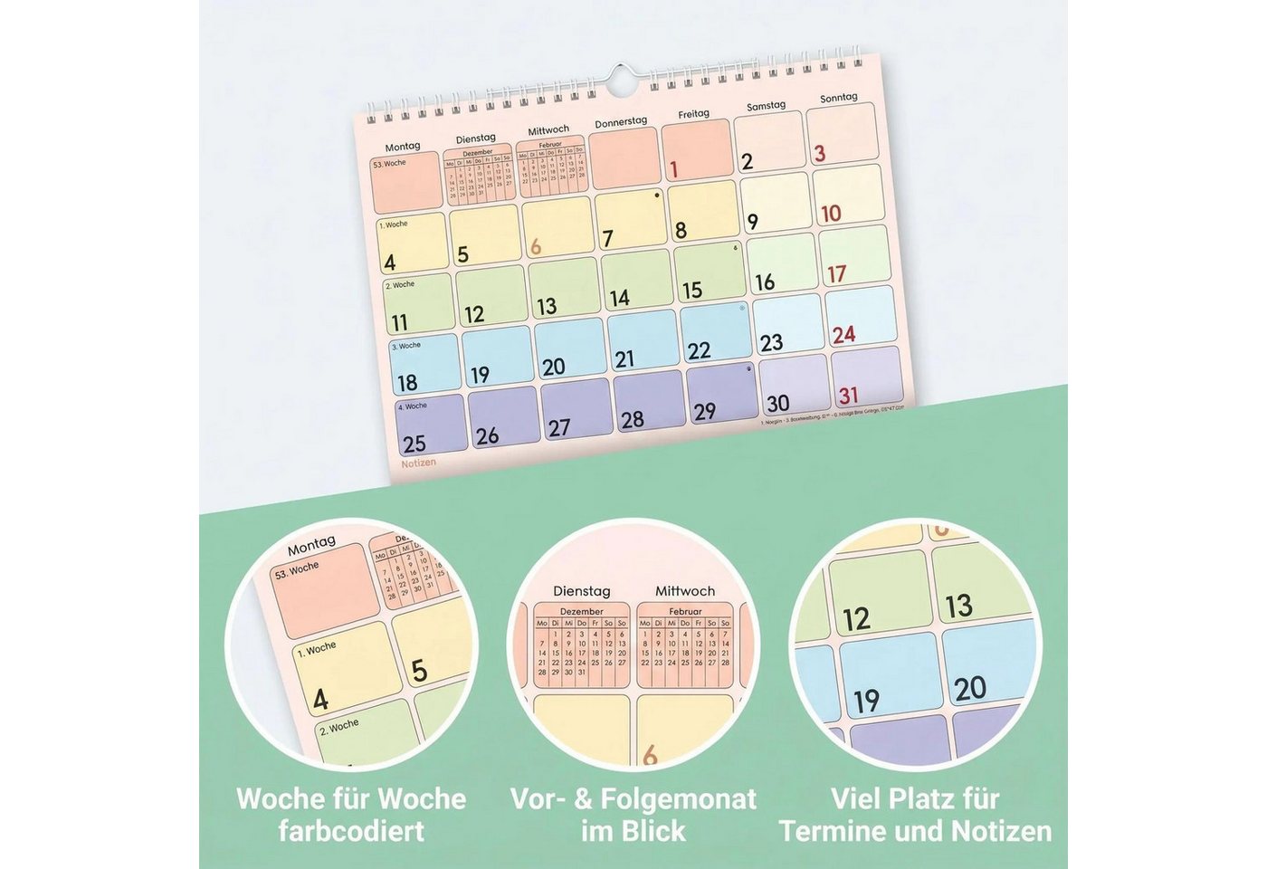 Alpha Edition Wandkalender Monatsplaner 1M/1S Farbenfroh 2027 Bild 5