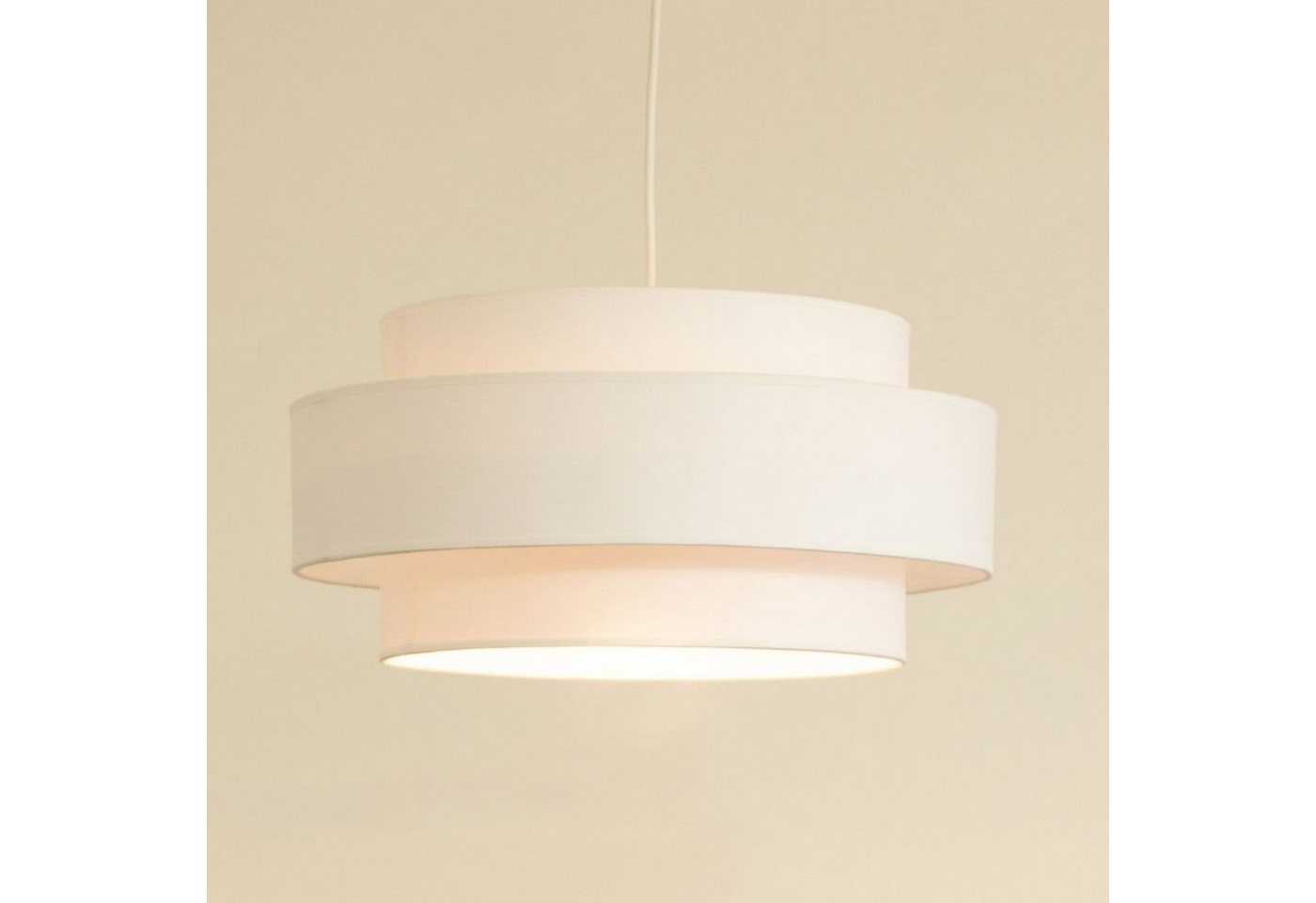 Licht-Erlebnisse Pendelleuchte GELO, ohne Leuchtmittel, Metall E27 Ø 40 cm H: max. 90 cm Weiß rund Modern Pendelleuchte Bild 3