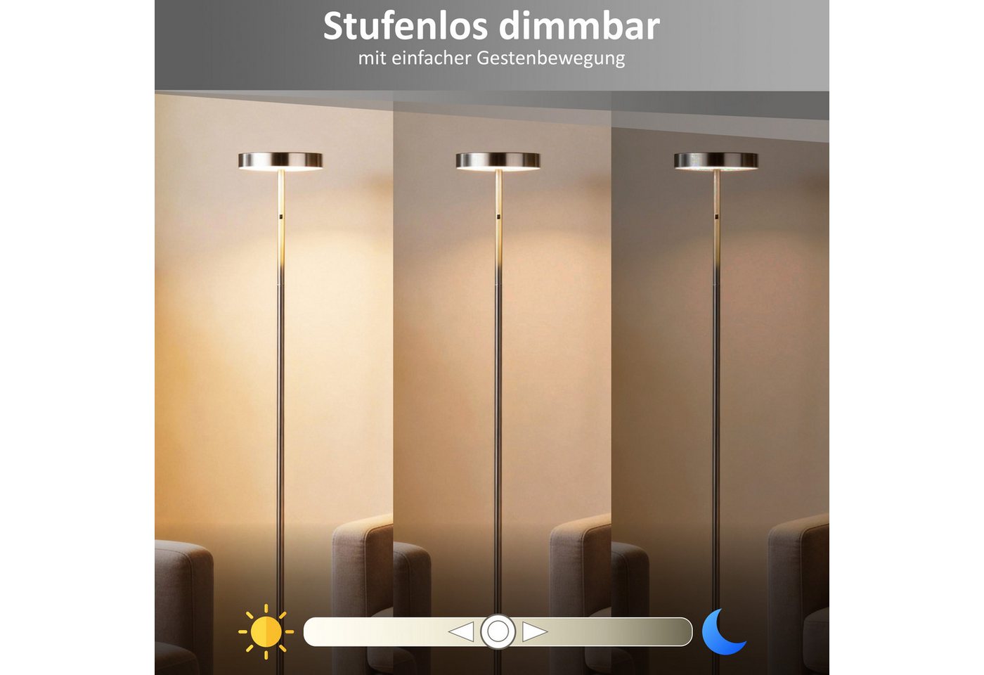 Northpoint LED Stehlampe Stehleuchte dimmbar mit Gestensteuerung für Wohnzimmer Bild 3