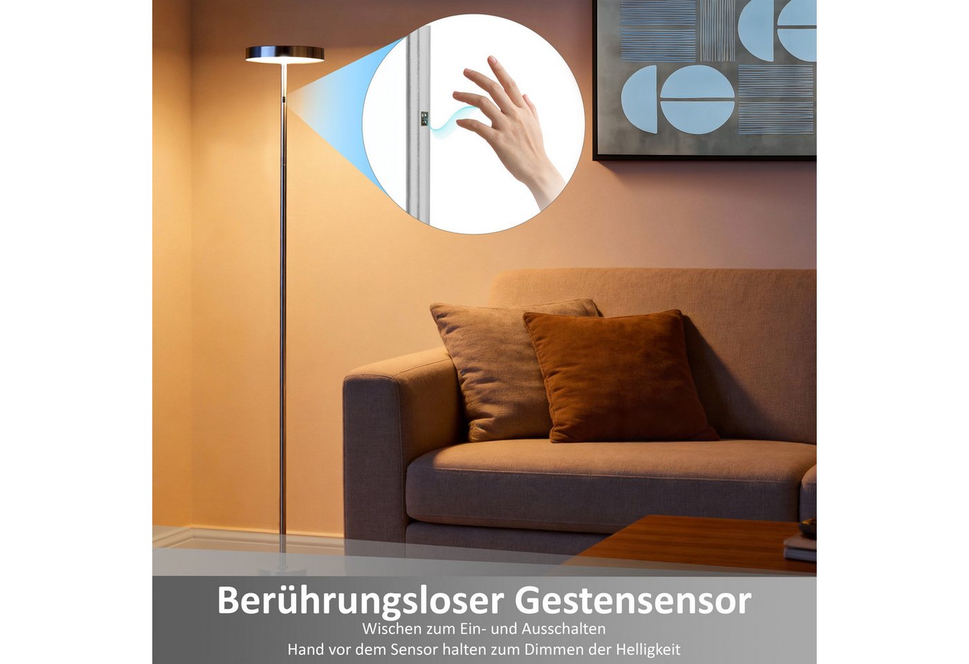 Northpoint LED Stehlampe Stehleuchte dimmbar mit Gestensteuerung für Wohnzimmer Bild 5