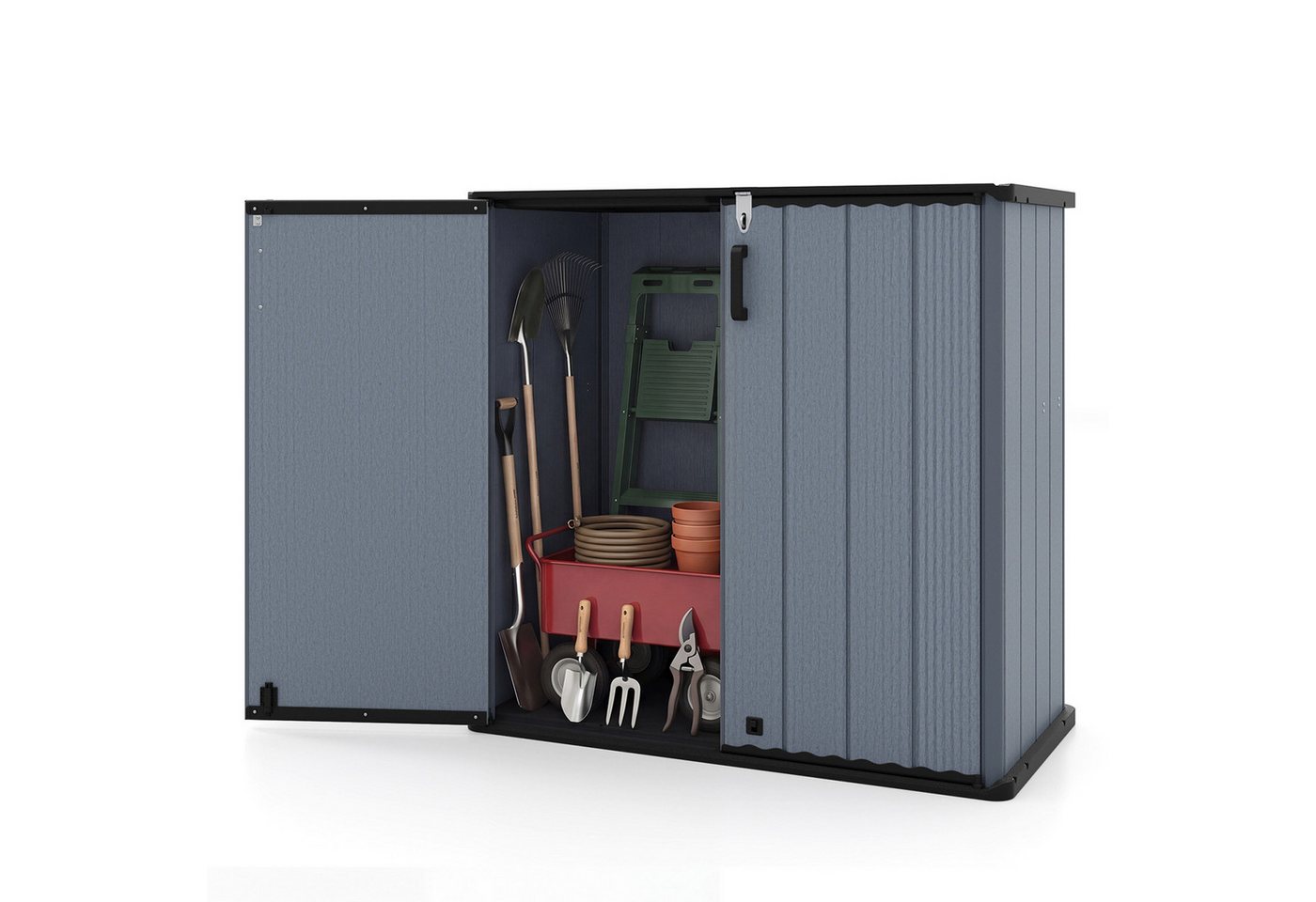 KOMFOTTEU Garten-Geräteschrank, Gartenbox Gartenschrank mit 2 abschließbaren Türen