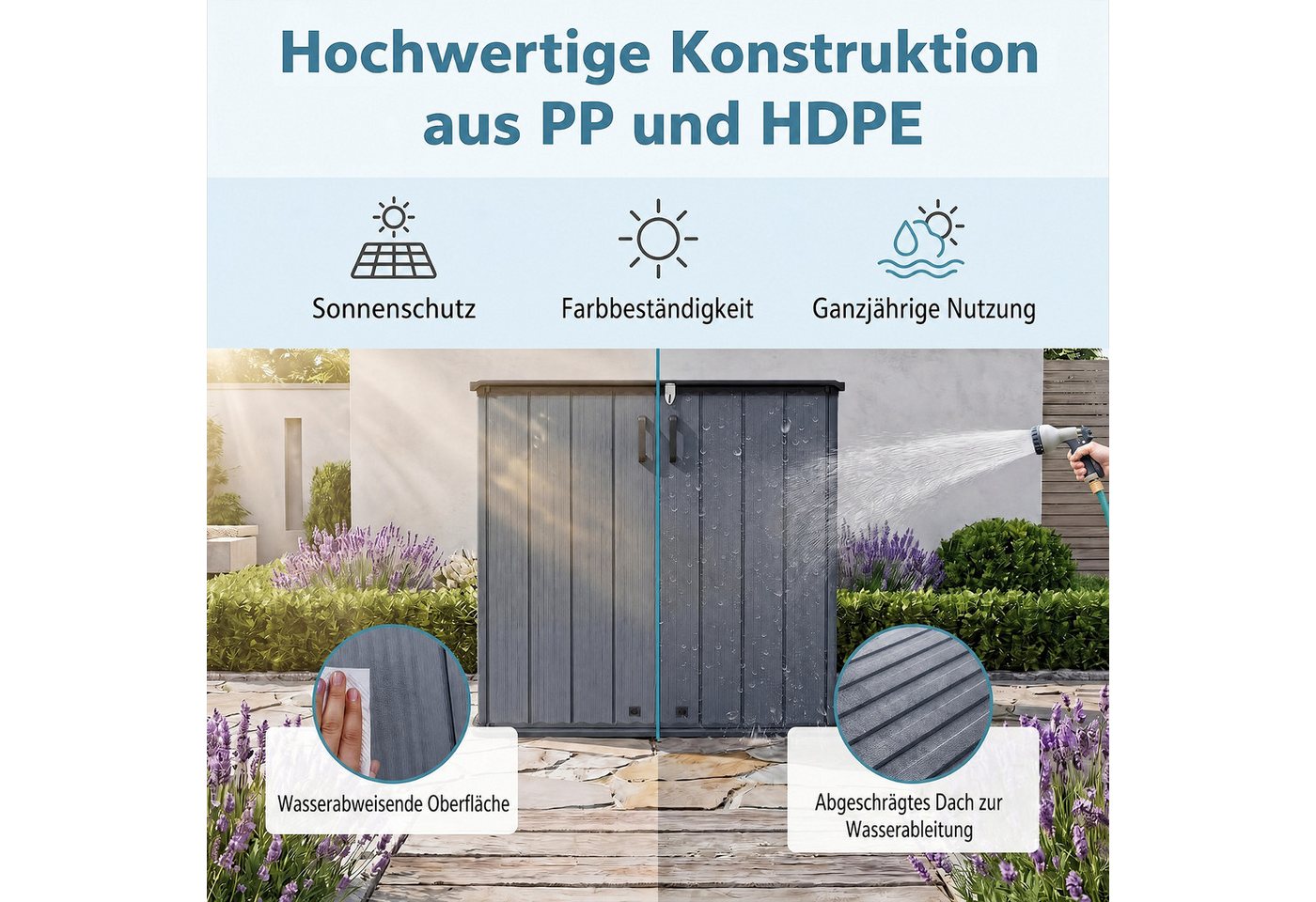 KOMFOTTEU Garten-Geräteschrank, Gartenbox Gartenschrank mit 2 abschließbaren Türen Bild 2