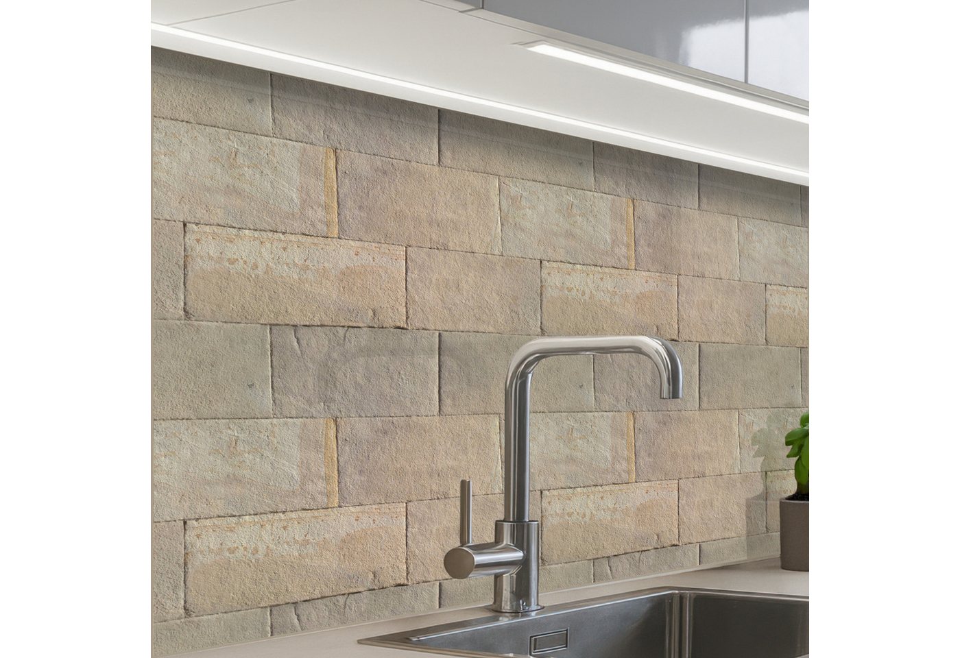 KitchenYeah Küchenrückwand Muster selbstklebend (keine Folie) Blaustein - Sandstein - Gelb, (1-tlg), Spritzschutz, Küche, Rückwand, Küchenwand, Küchenfront, 30x20 cm