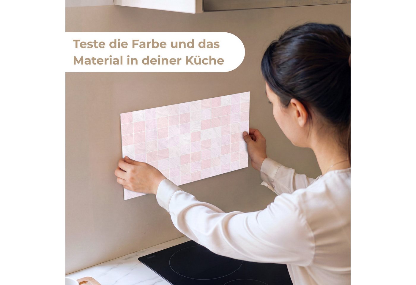 KitchenYeah Küchenrückwand Muster selbstklebend (keine Folie) Marmor - Muster - Mosaik - Rosa, (1-tlg), Spritzschutz, Küche, Rückwand, Küchenwand, Küchenfront, 30x20 cm