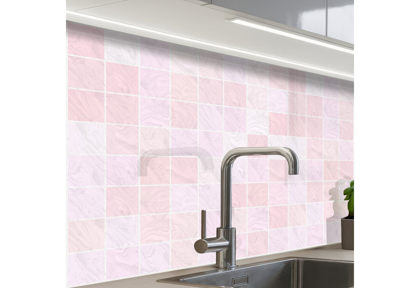 KitchenYeah Küchenrückwand Muster selbstklebend (keine Folie) Marmor - Muster - Mosaik - Rosa, (1-tlg), Spritzschutz, Küche, Rückwand, Küchenwand, Küchenfront, 30x20 cm Bild 4