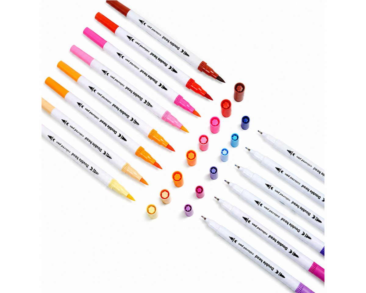 R2 Invest Aquarellstifte Doppelseitige Aquarellmarker 60 Stück mit Pinselspitze Etui, (60-tlg)