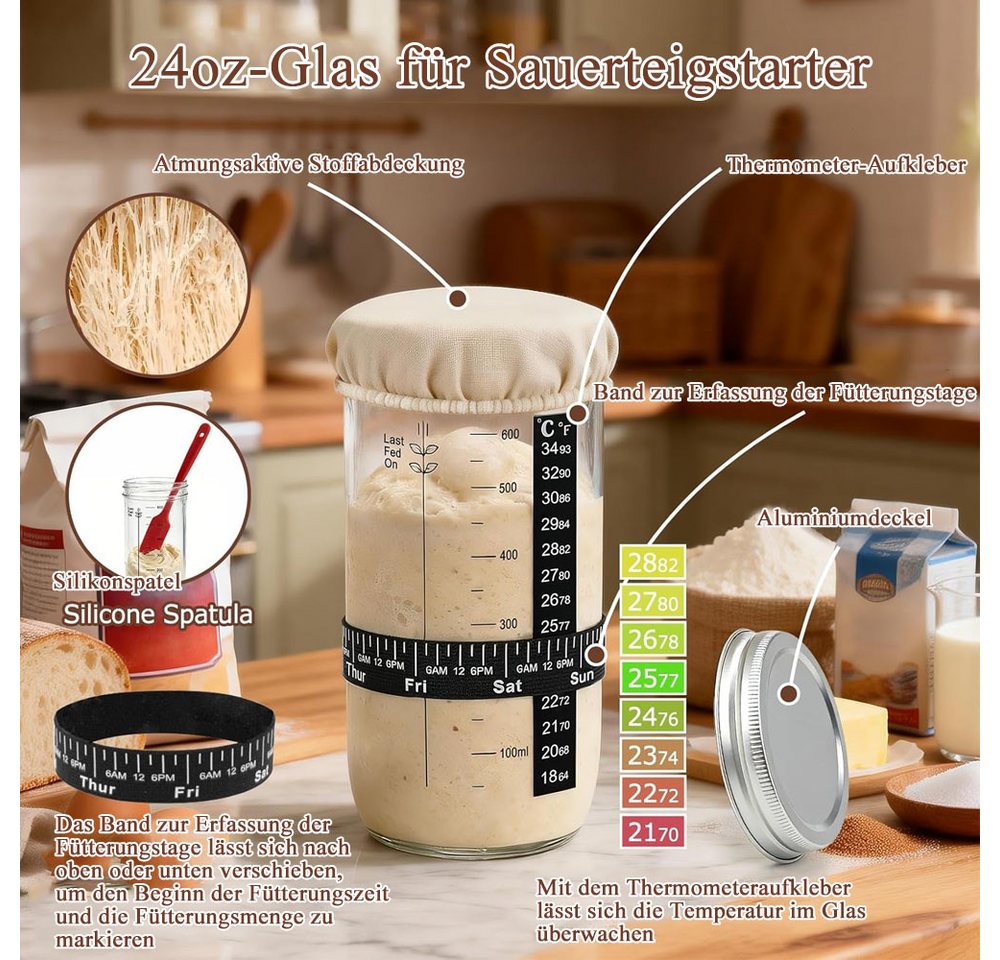 AFKSMILE Gärkorb 16-Teiliges Gärkörbchen Für Sauerteig Starter Set, Brot Backen ZubehöR, (16-tlg) Bild 3