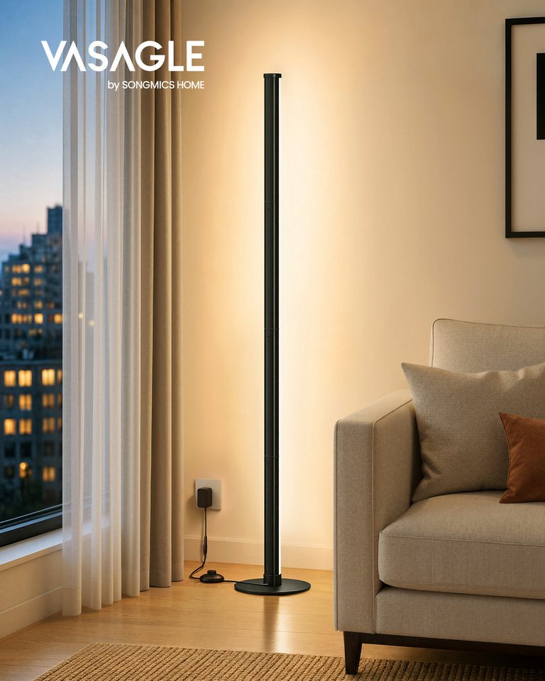 VASAGLE Stehlampe LED Wohnzimmer, Lampe Schlafzimmer, 18 x 18 x 139,4 cm, Dimmbar für Wohnzimmer 3000K Warmes Licht Bild 4
