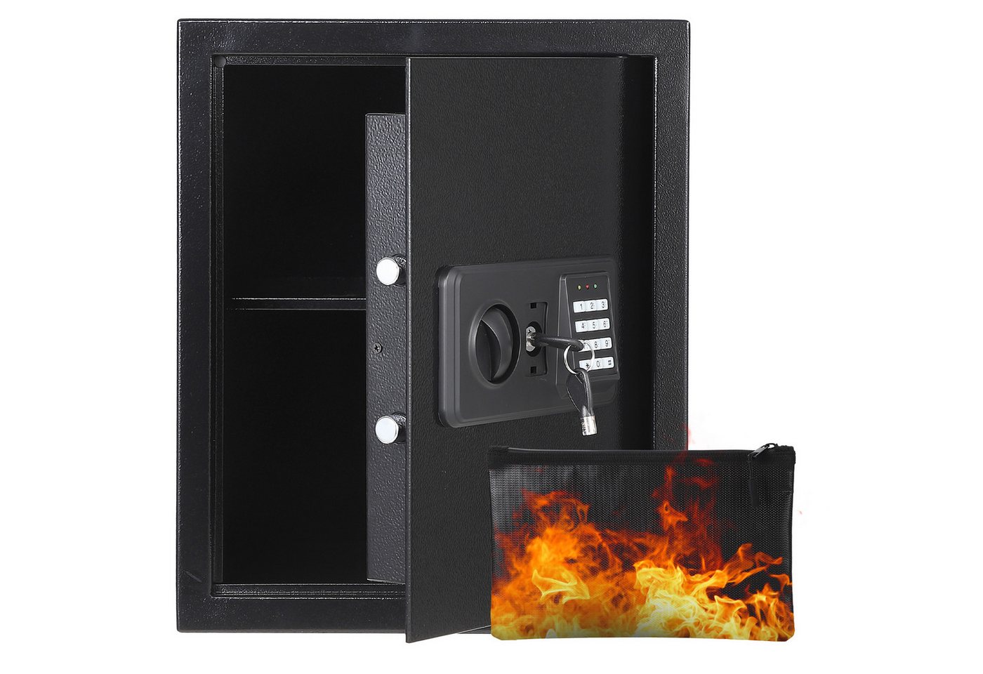 GarveeMore Wandtresor Digitaler Tresor 16L für Haus, Büro & Hotel, mit Alarm, LED‑Licht und feuerfester Dokumententasche,Hotelsafe Bild 2