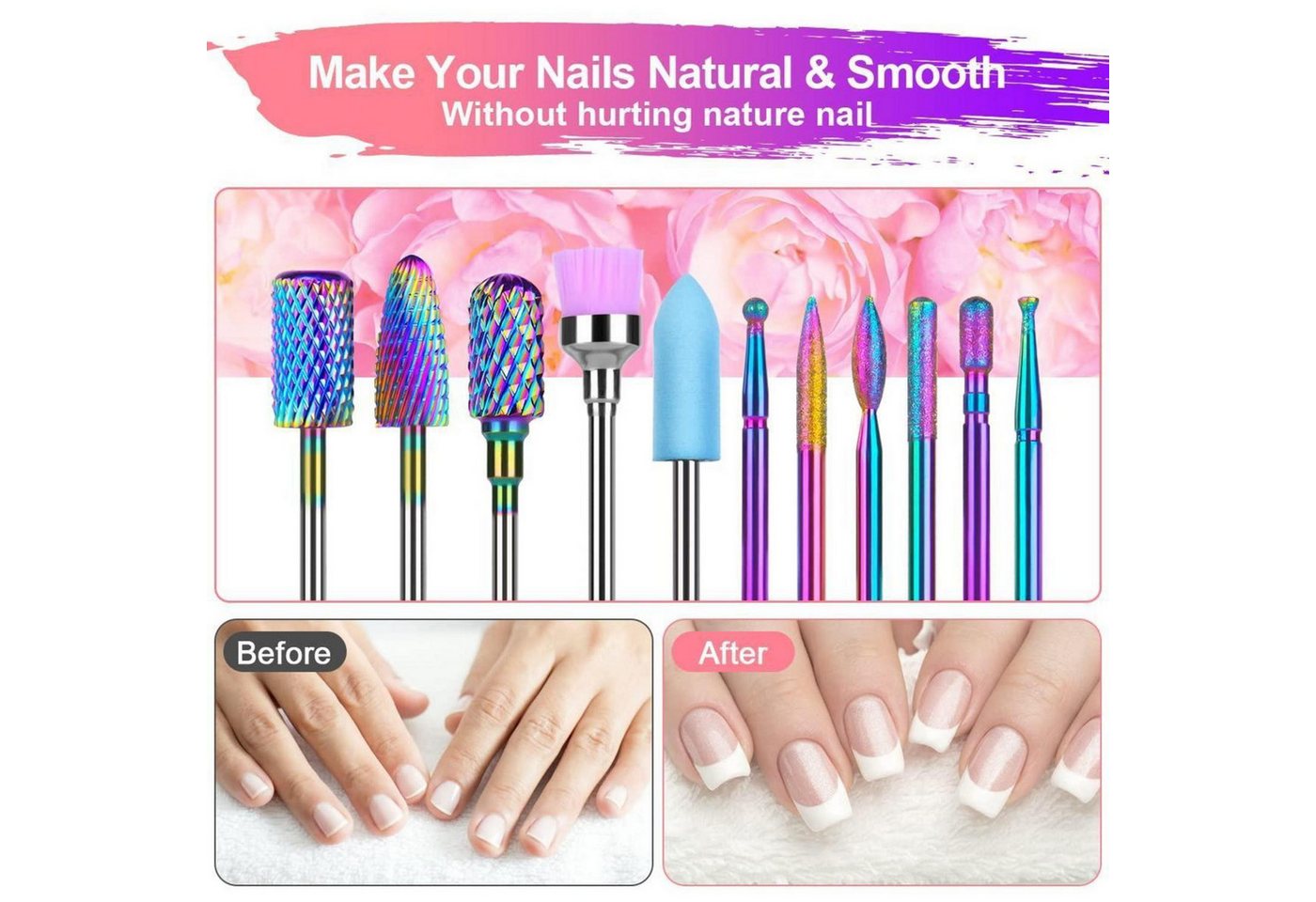 LuxusKollektion Bit-Set Elektrische Nagelfräser Bits Set Wolframcarbid 11-teilig Maniküre Bild 5