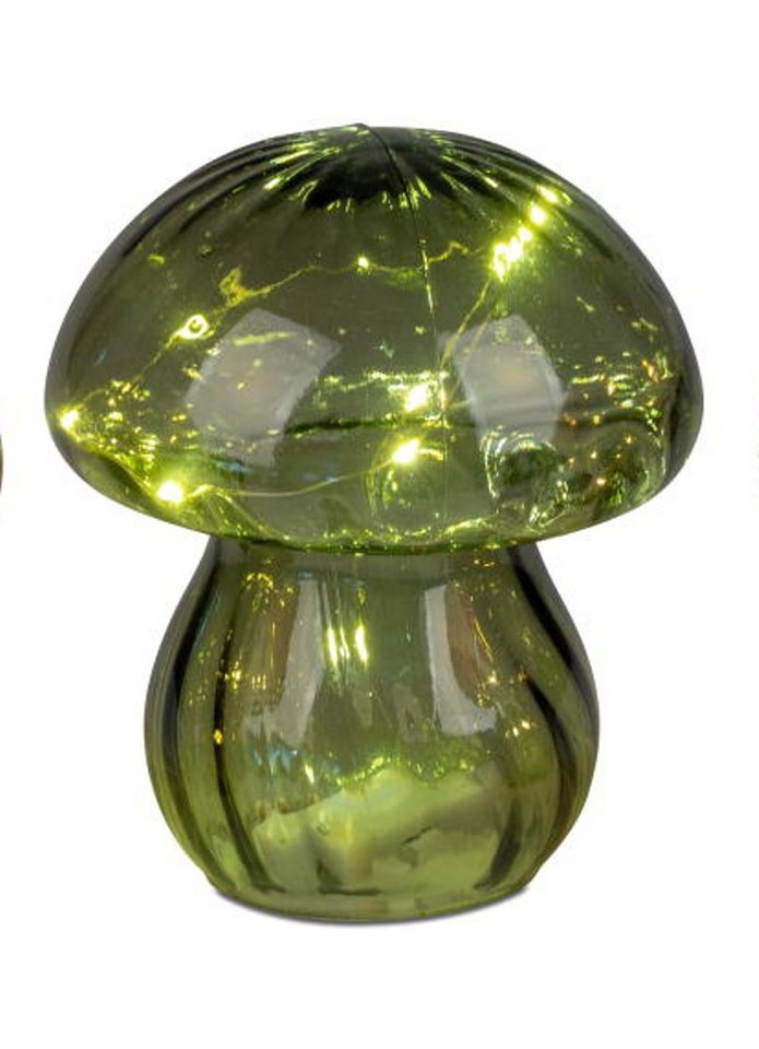 formano LED Dekolicht Pilz aus Glas grün 16 cm, LED fest integriert