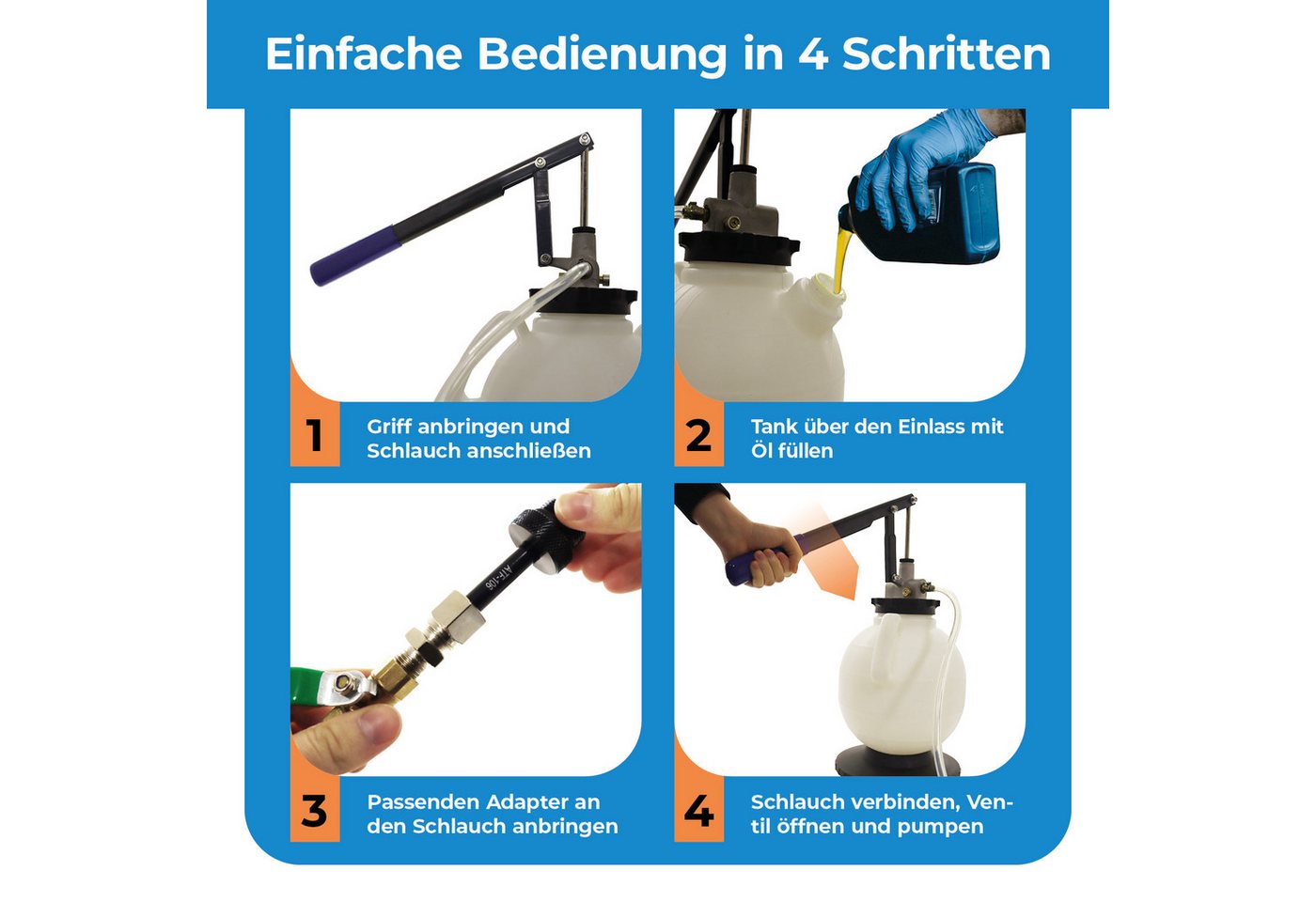 Bituxx Ölabsaugpumpe Bituxx Getriebeöl Einfüllgerät mit Handpumpe 7.5L (MS-19595), robuste Handpumpe Bild 2