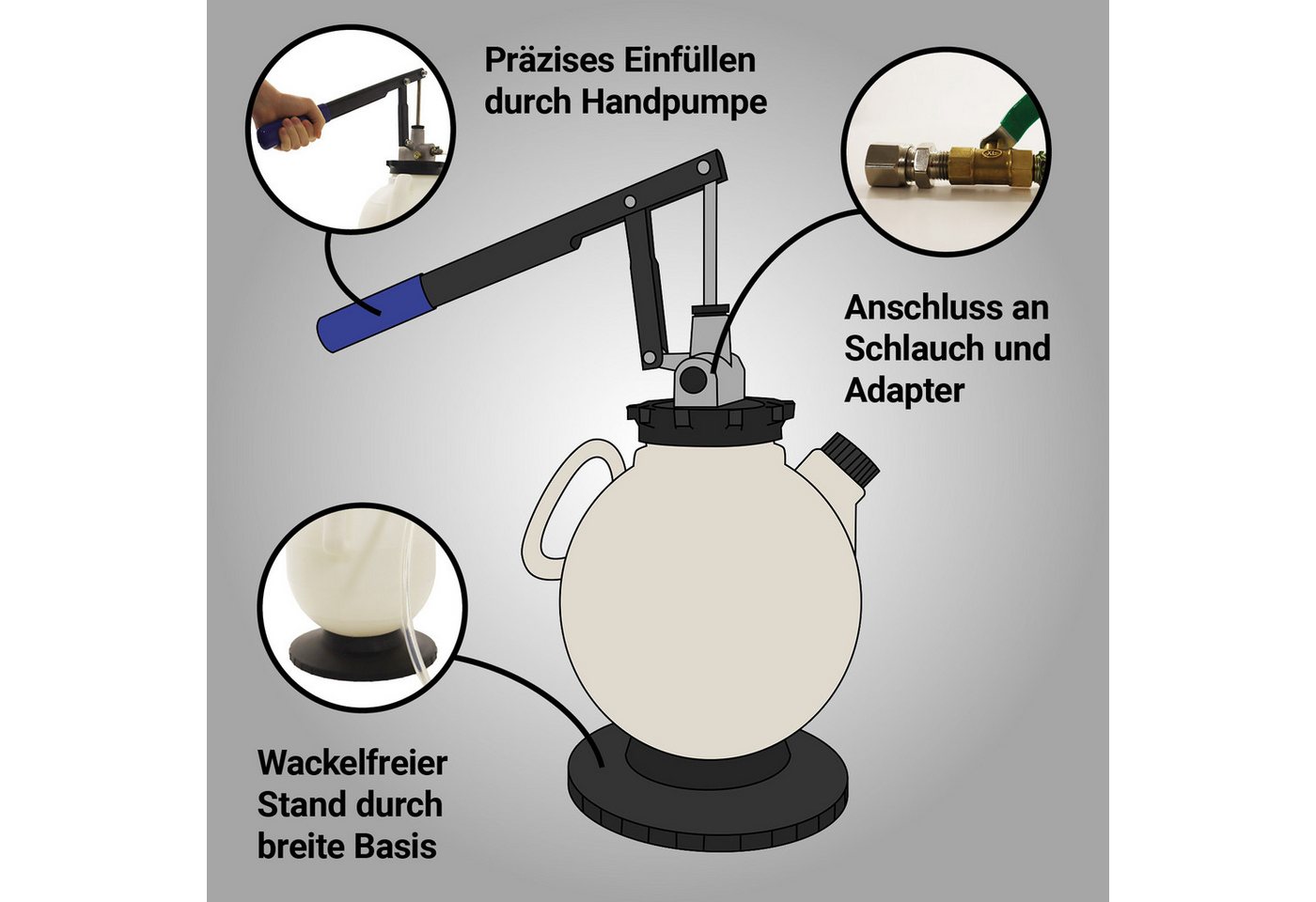 Bituxx Ölabsaugpumpe Bituxx Getriebeöl Einfüllgerät mit Handpumpe 7.5L (MS-19595), robuste Handpumpe Bild 4