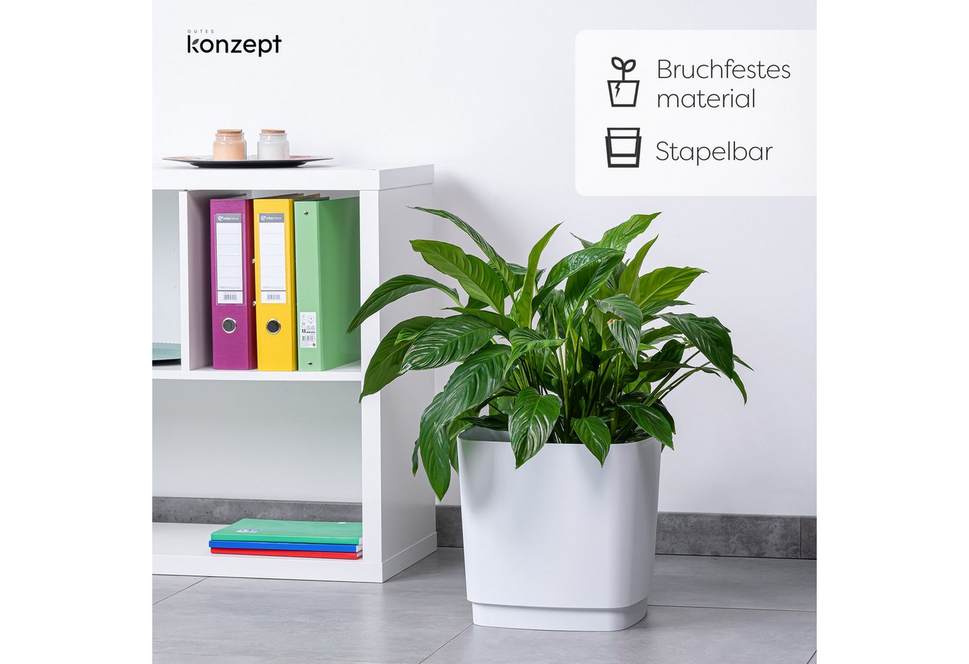 KONZEPT Blumentopf Gross Innen & Außen, 34x34cm, 28L, Leicht, Rostbeständig, UV-beständig, Verrottungsbeständig