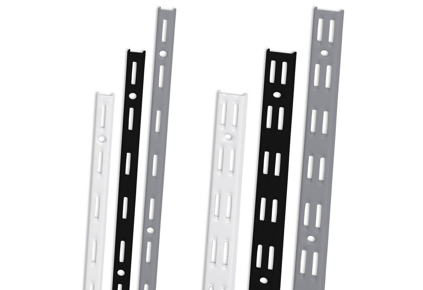 ib style Wandregal 2er Set Wandschiene 1-reihig 150cm Weiß, Regalschiene - Raster 50mm Bild 2