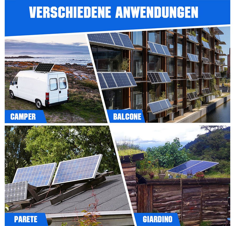 GLIESE Solaranlage Solarpanel 200W Monokristallin für Dach, Camping, Wohnmobil & Off-Grid, 200 W, Monokristalline, (Packung, 1-St., 200 Watt Solarmodul), Mehrere Panels parallel anschließbar