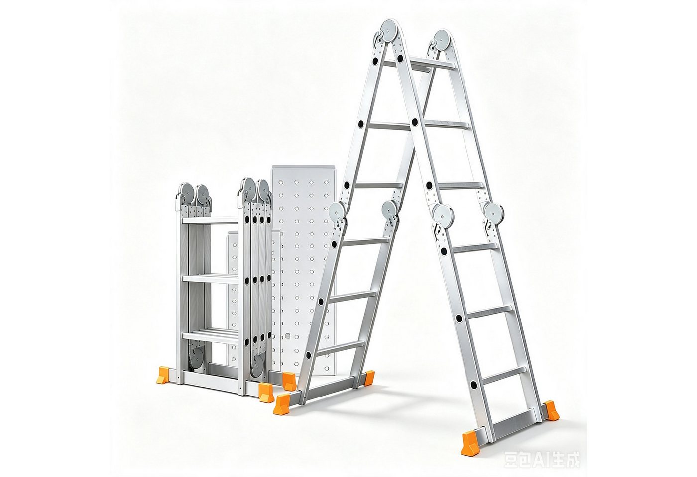 GLIESE POWER Vielzweckleiter Multifunktionsleiter 6-in-1 Alu – 150 kg, 7 Positionen, rutschfest (1-St., Klappleiter), klappbar, Vielzweckleiter