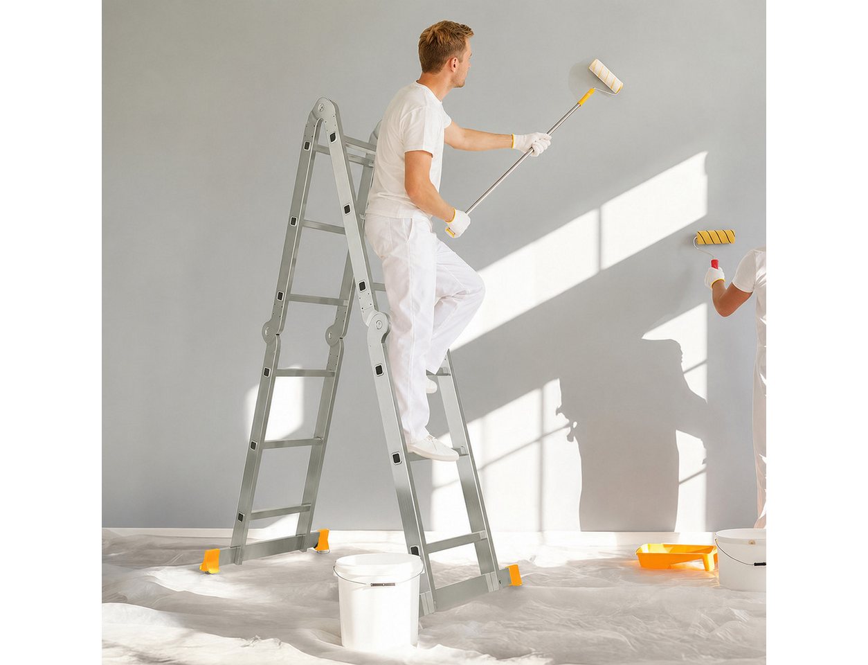 GLIESE POWER Vielzweckleiter Multifunktionsleiter 6-in-1 Alu – 150 kg, 7 Positionen, rutschfest (1-St., Klappleiter), klappbar, Vielzweckleiter Bild 5