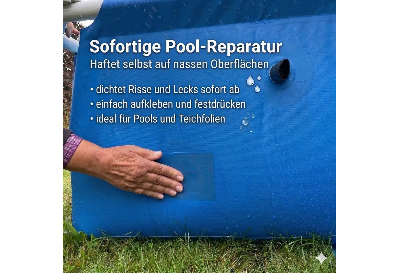 FALINGO Klebeband Unterwasser Abdichtband, Reparaturband für Pool, Zelt, Plane, Dach (2-St) 100 % wasserdicht & wasserverdrängend