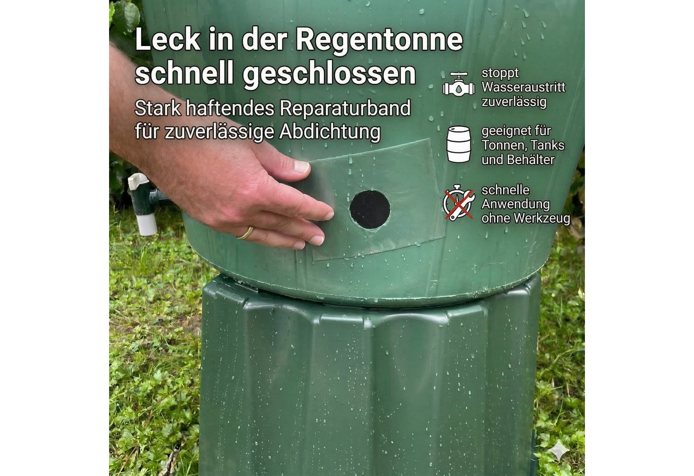 FALINGO Klebeband Unterwasser Abdichtband, Reparaturband für Pool, Zelt, Plane, Dach (2-St) 100 % wasserdicht & wasserverdrängend Bild 5