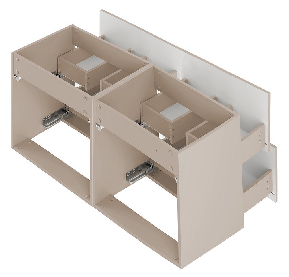 Lomadox Waschbeckenschrank DORIDA-140 Waschtischunterschrank Badezimmerschrank 120 cm breit modern kaschmir