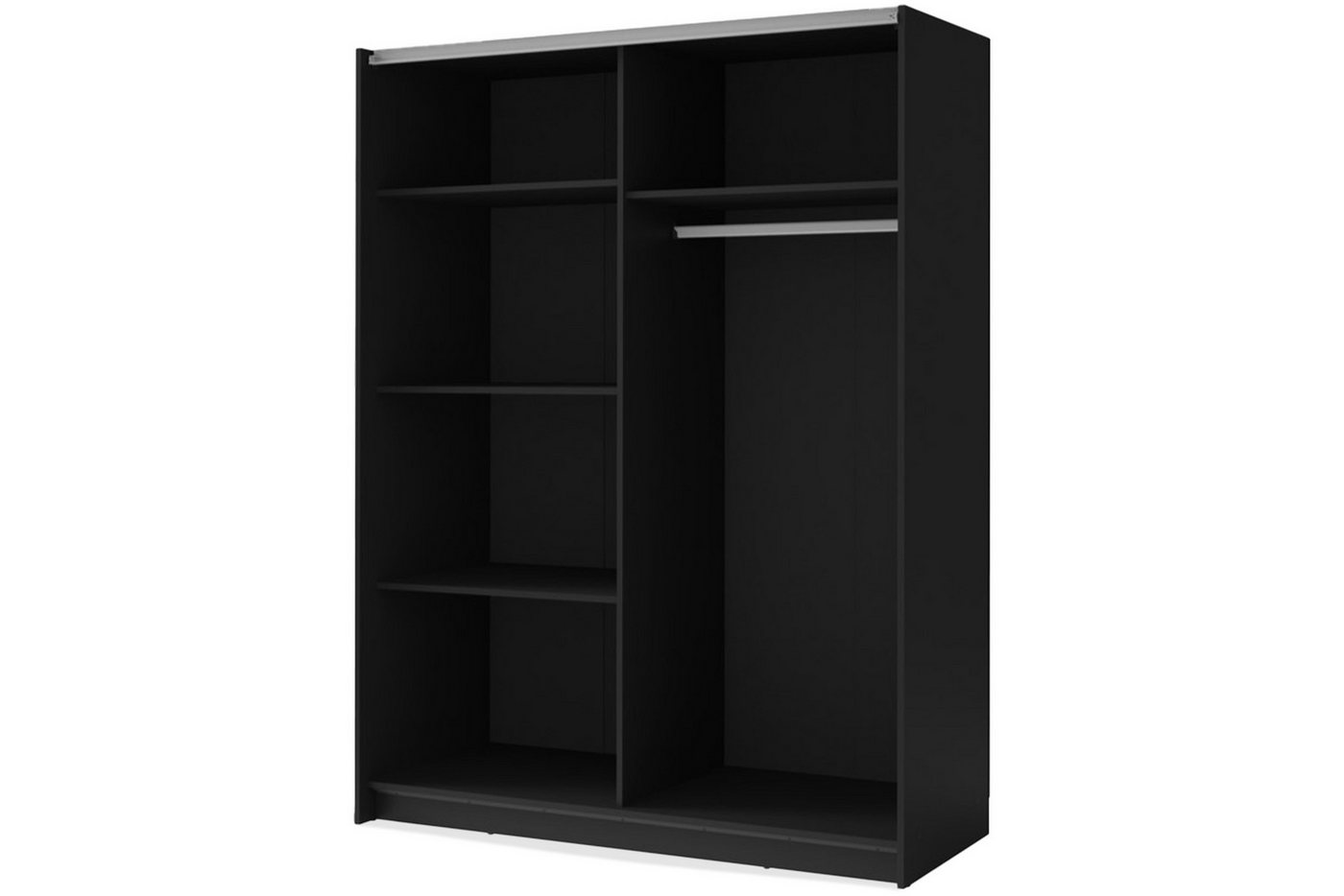 KONSIMO® Schwebetürenschrank CASTARI Kleiderschrank, mit dekorativen Lamellen, Modern (viel Stauraum, Höhe 198 cm, mit Lamellen über die ganze Türhälfte) hergestellt in der EU, handgefertigt, 2-türig, Griffleisten