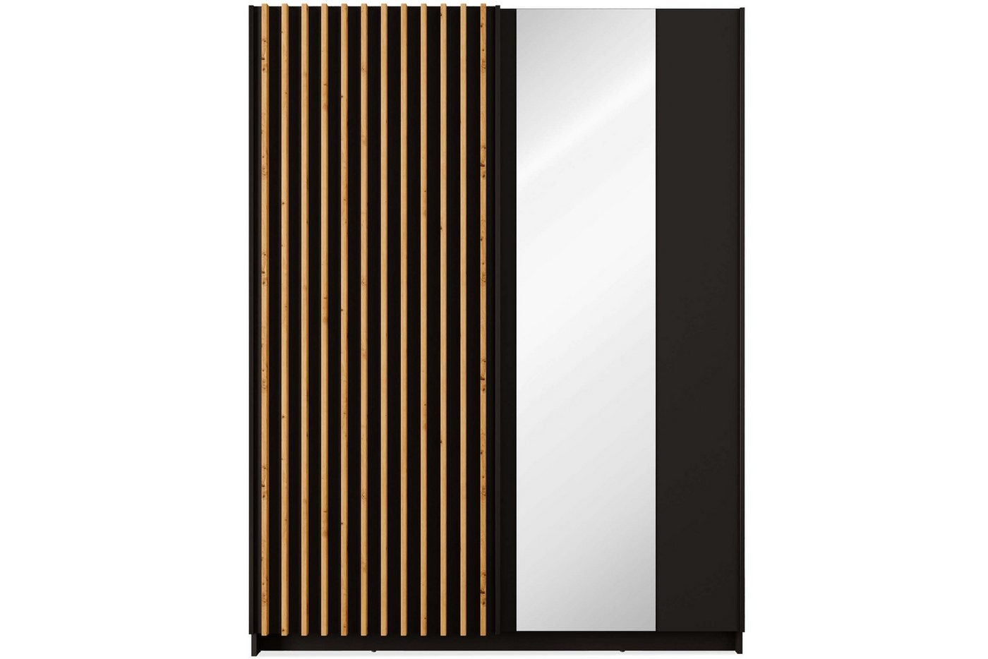 KONSIMO® Schwebetürenschrank CASTARI Kleiderschrank, mit dekorativen Lamellen, Modern (viel Stauraum, Höhe 198 cm, mit Lamellen über die ganze Türhälfte) hergestellt in der EU, handgefertigt, 2-türig, Griffleisten Bild 3