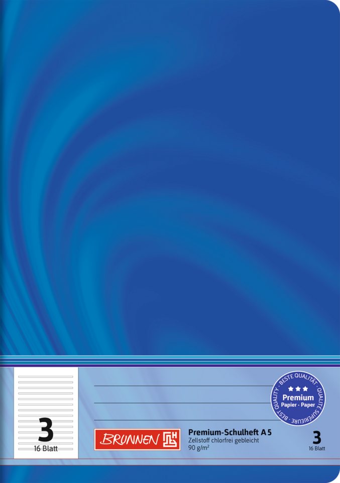 BRUNNEN Schulheft Schulheft Premium Vivendi, A5, 16 Blatt / 32 Seiten, Lineatur 3, blau Bild 2