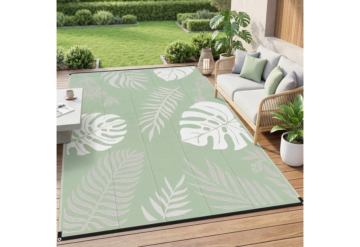 GOTGELIF Outdoorteppich 270 x 550cm Extra Größe Teppich für Balkon, Terrasse, Pool, Camping, Rechteckig, Höhe: 3 mm, Boho-Stil Flachgewebe, Doppelseitig, Wetterfest & UV-beständig Bild 2