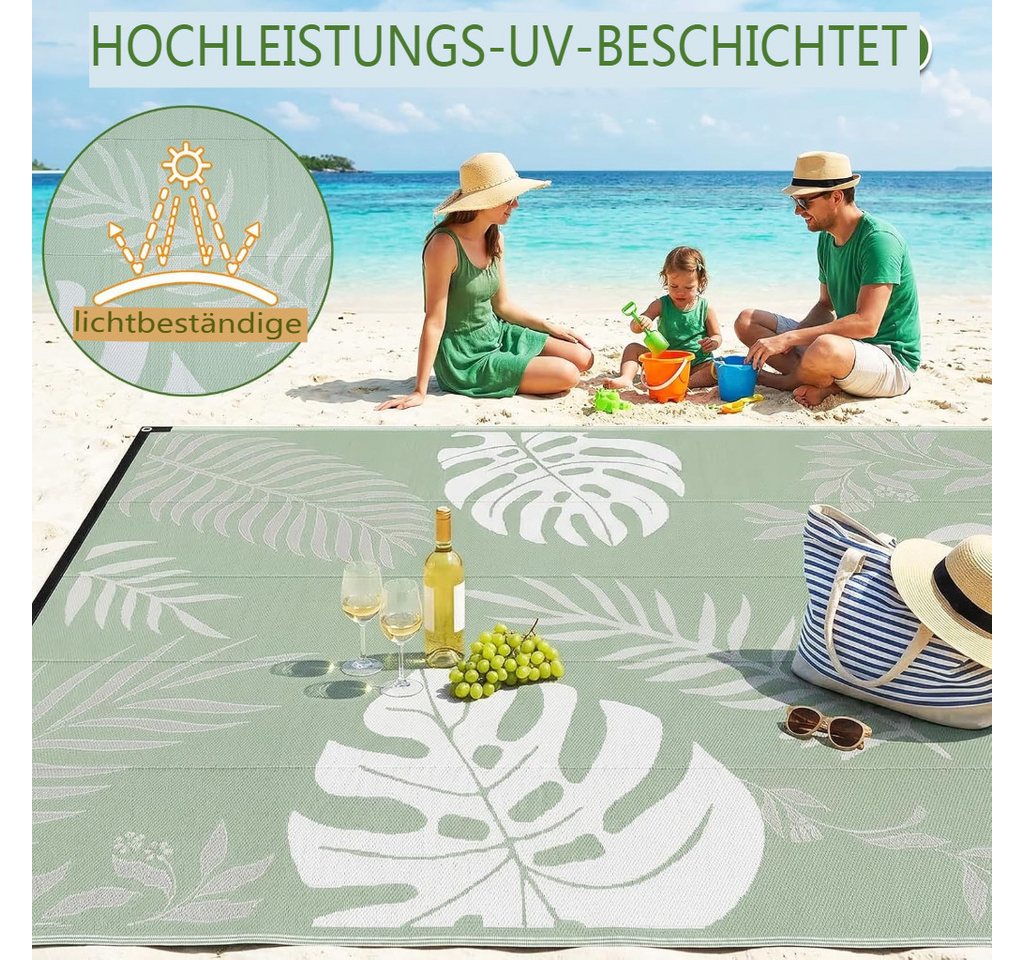 GOTGELIF Outdoorteppich 270 x 550cm Extra Größe Teppich für Balkon, Terrasse, Pool, Camping, Rechteckig, Höhe: 3 mm, Boho-Stil Flachgewebe, Doppelseitig, Wetterfest & UV-beständig Bild 3
