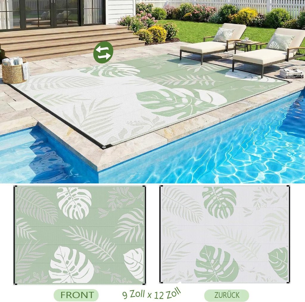 GOTGELIF Outdoorteppich 270 x 550cm Extra Größe Teppich für Balkon, Terrasse, Pool, Camping, Rechteckig, Höhe: 3 mm, Boho-Stil Flachgewebe, Doppelseitig, Wetterfest & UV-beständig Bild 4