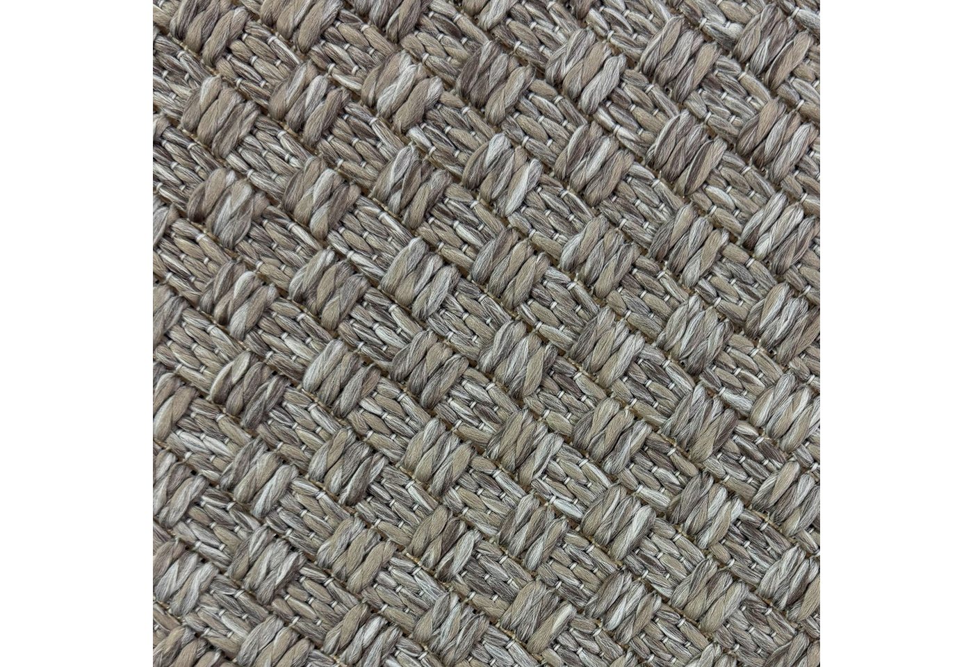 Carpetia Outdoorteppich Moderner Teppich Taupe Flechtstruktur Indoor Outdoor, rechteckig, Höhe: 5 mm