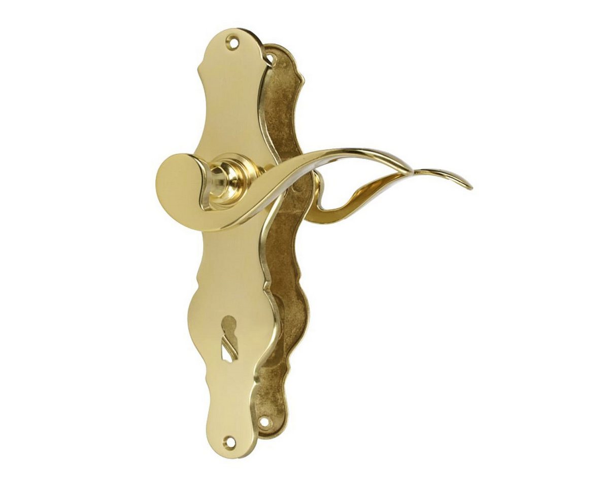 MS Beschläge Türbeschlag Langschildgarnitur Türdrücker Messing poliert, eleganter Zimmertürbeschlag Schildgarnitur 218x56mm Bild 5