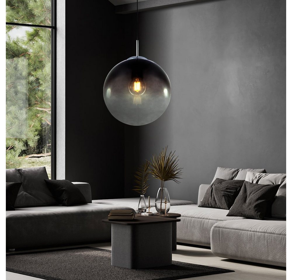 GLOBO LIGHTING LED-Hängeleuchte, Leuchtmittel inklusive, Warmweiß, Glas Kugel Decken Hänge Lampe rauch Wohn Zimmer Pendel Leuchte im Bild 2