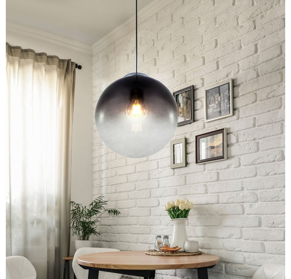 GLOBO LIGHTING LED-Hängeleuchte, Leuchtmittel inklusive, Warmweiß, Glas Kugel Decken Hänge Lampe rauch Wohn Zimmer Pendel Leuchte im Bild 3