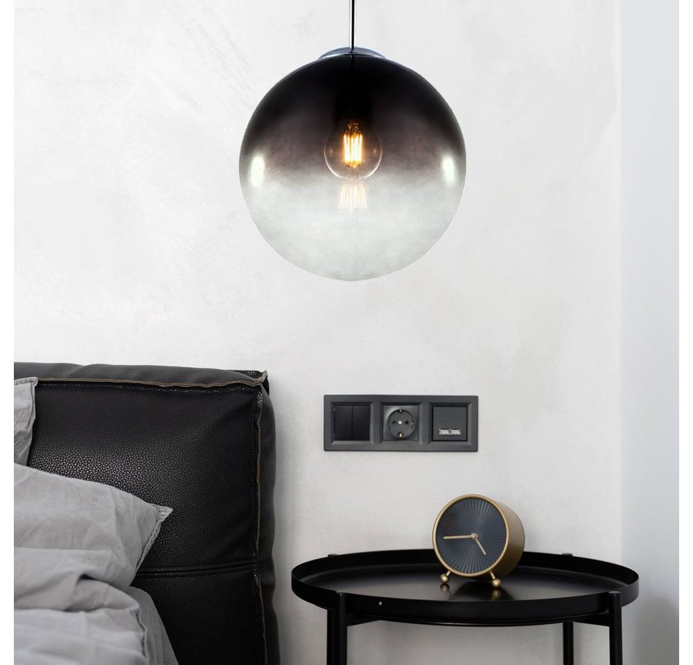 GLOBO LIGHTING LED-Hängeleuchte, Leuchtmittel inklusive, Warmweiß, Glas Kugel Decken Hänge Lampe rauch Wohn Zimmer Pendel Leuchte im Bild 5