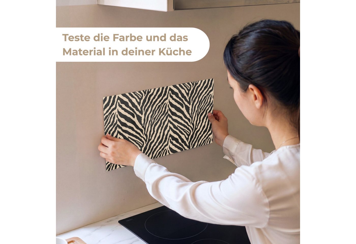 KitchenYeah Küchenrückwand Muster selbstklebend (keine Folie) Zebra - Klassisch - Schwarz, (1-tlg), Spritzschutz, Küche, Rückwand, Küchenwand, Küchenfront, 30x20 cm Bild 3