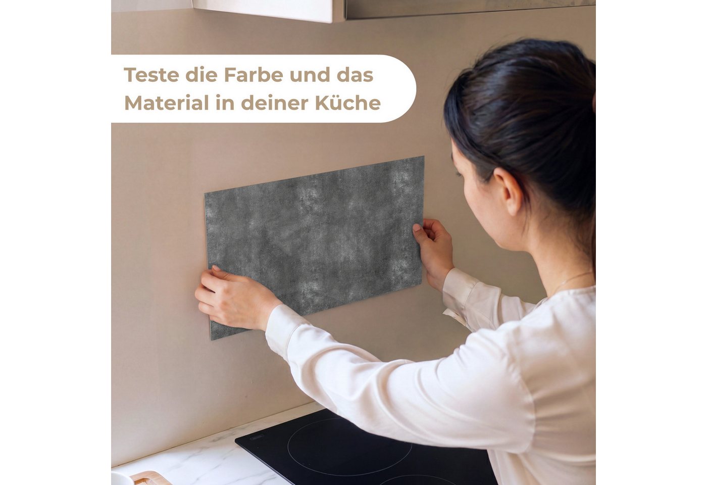 KitchenYeah Küchenrückwand Muster selbstklebend (keine Folie) Dunkelgrau - Roh - Konkret, (1-tlg), Spritzschutz, Küche, Rückwand, Küchenwand, Küchenfront, 30x20 cm Bild 4