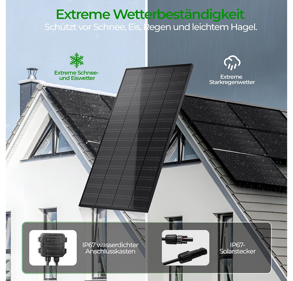 GLIESE Balkonkraftwerk 200W Solarmodul 18V für Balkon, Dach, Wohnmobil, 200 W, Monokristallin, (Packung, 1-St., Solarpanel), Topcon Monokristalline, 25 % Wirkungsgrad, 9BB Bild 3