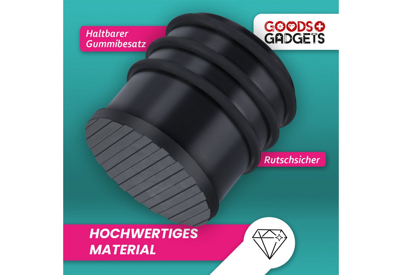 Goods+Gadgets Türstopper DIMONO Türstopper Edelstahl – Türhalter mit Gummiring 4er Set (8 St)