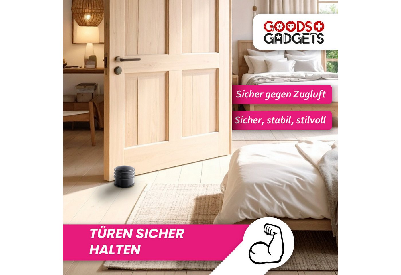 Goods+Gadgets Türstopper DIMONO Türstopper Edelstahl – Türhalter mit Gummiring 4er Set (8 St) Bild 5
