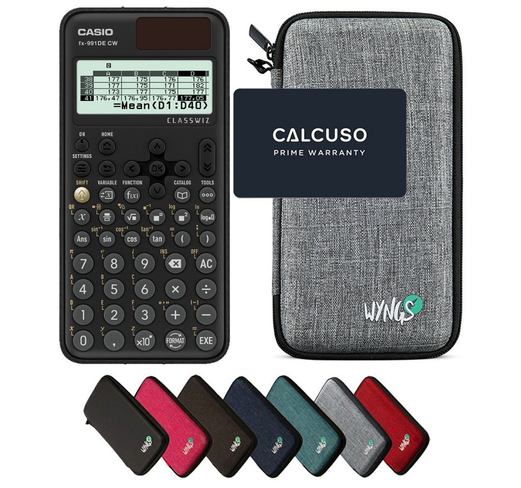 CASIO Taschenrechner fx-991DE CW ClassWiz inkl. WYNGS Schutztasche Hellgrau Bild 5