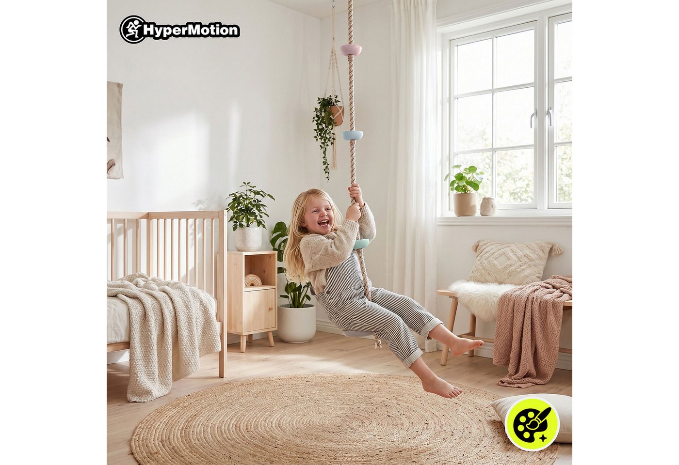 HyperMotion Babyschaukelsitz HyperMotion Kletterseil Kinder Schaukel mit Scheibe 2 m