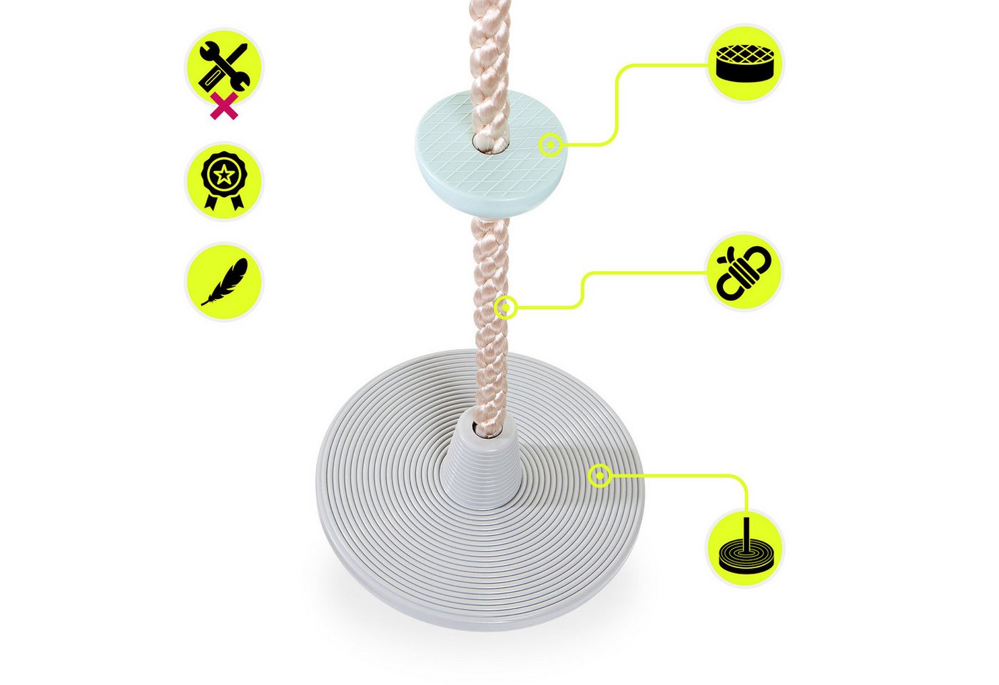 HyperMotion Babyschaukelsitz HyperMotion Kletterseil Kinder Schaukel mit Scheibe 2 m Bild 3