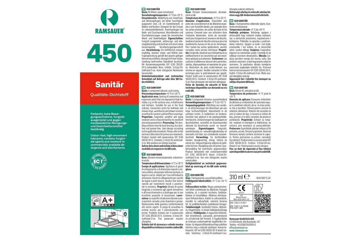 Ramsauer Dichtstoff Ramsauer 450 Sanitär Silikon Dichtstoff 310ml bahamabeige MATT, gebrauchsfertig, chemisch widerstandsfähig, schnellhärtend, UV-beständig,pilzhemmend Bild 4
