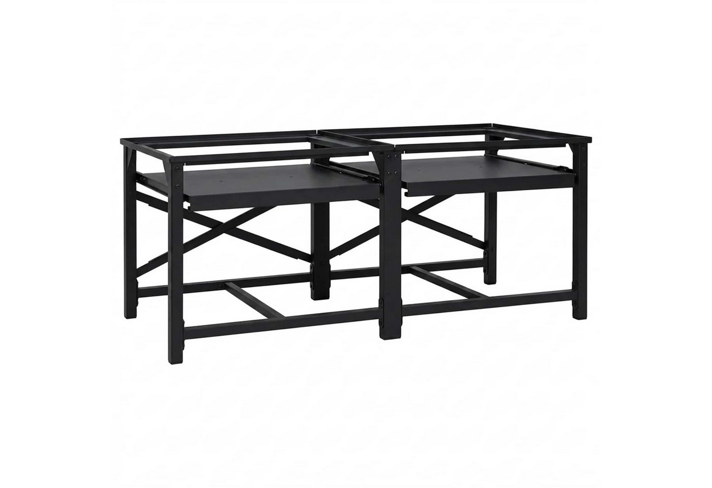vidaXL Waschmaschinenumbauschrank Waschmaschinen-Podest 2 stk. Schwarz 120 x 56 x 52 cm Stahl (2-St) Bild 2