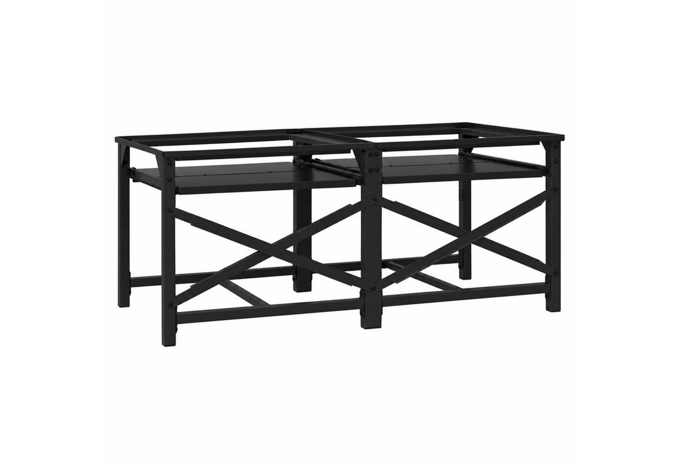 vidaXL Waschmaschinenumbauschrank Waschmaschinen-Podest 2 stk. Schwarz 120 x 56 x 52 cm Stahl (2-St) Bild 3